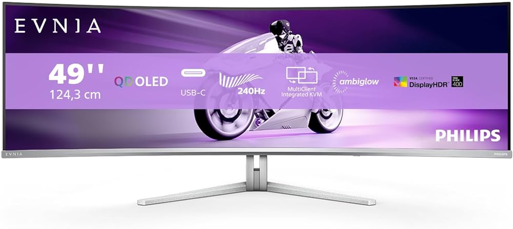 بررسی جدید ترین مانیتور گیمینگ مدل (2024) Philip Evnia 49M2C8900 240 Hz QD-OLED